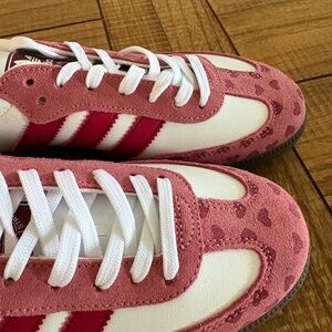 adidas Pink and White Suede Retro Sneakers